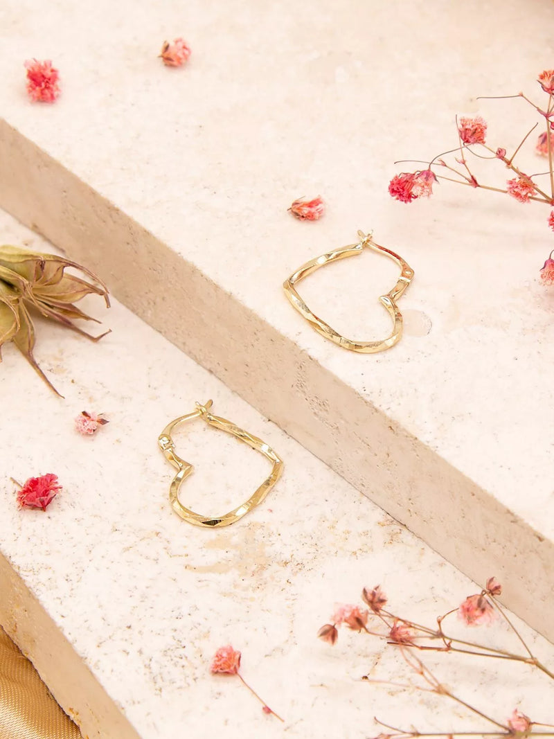 IBB 9ct gold heart hoop earrings, UK version
