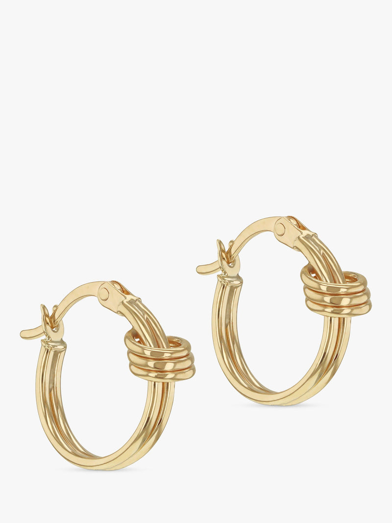 IBB 9ct gold double love knot hoop earrings, UK version