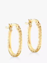 John Lewis IBB 9ct Small Faceted Oval Hoop Earrings Gold- Buy online at McGrocer