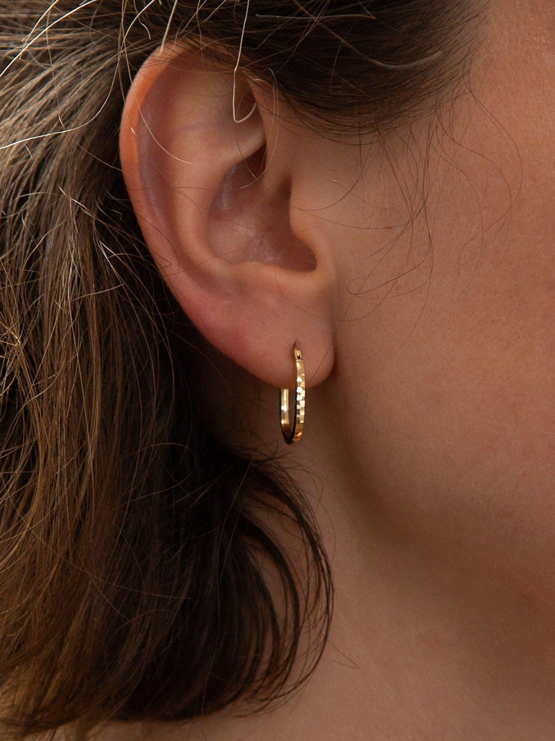 IBB 9ct gold faceted oval hoop earrings (British brand)