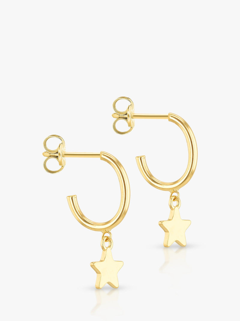 IBB 9ct gold star hoop earrings, UK version