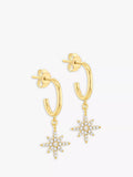 IBB 9ct gold North Star drop hoop earrings (British brand)