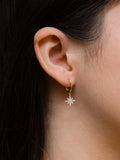 IBB 9ct gold North Star drop hoop earrings (British brand)