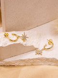 IBB 9ct gold North Star drop hoop earrings (British brand)