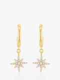 IBB 9ct gold North Star drop hoop earrings (British brand)