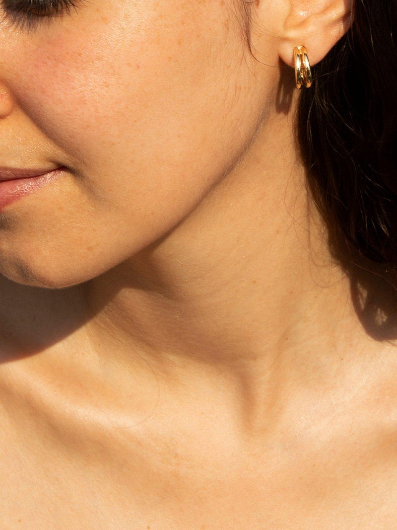 IBB 9ct gold double half hoop earrings, imported from the UK
