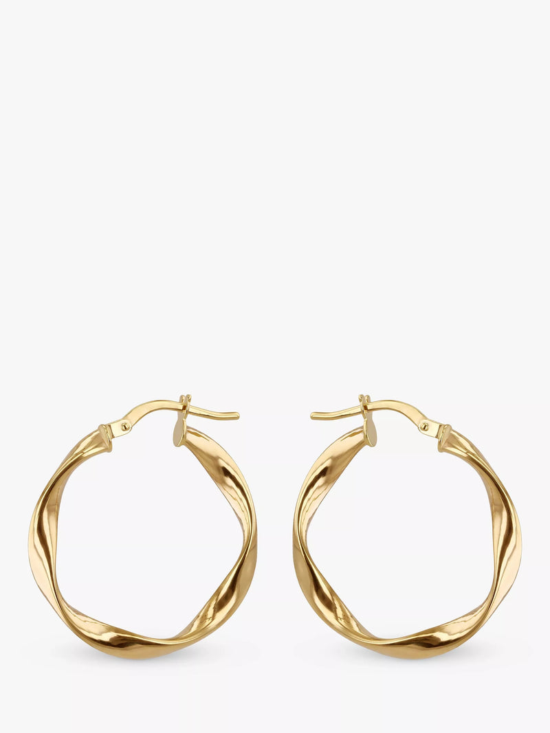 IBB 9ct gold twist hoop earrings, imported from the UK