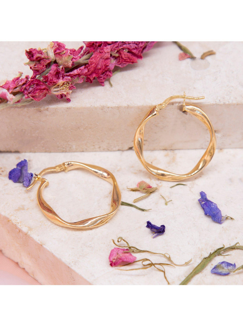 IBB 9ct gold twist hoop earrings, imported from the UK