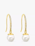 IBB 9ct solid gold pearl drop earrings, UK version