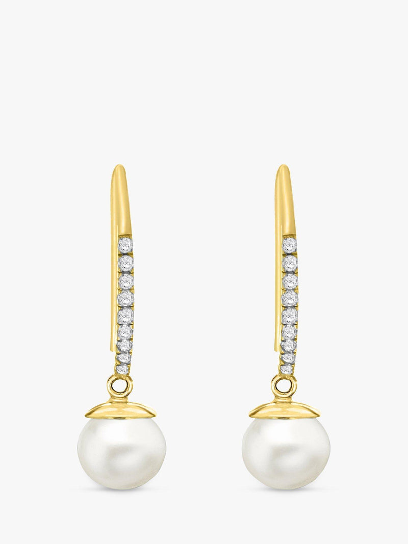 IBB 9ct solid gold pearl drop earrings, UK version