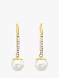 IBB 9ct solid gold pearl drop earrings, UK version