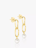 IBB 9ct yellow gold freshwater pearl drop earrings (British brand)