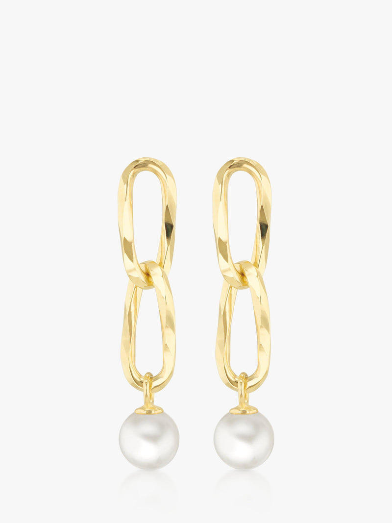 IBB 9ct yellow gold freshwater pearl drop earrings (British brand)