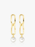 IBB 9ct yellow gold freshwater pearl drop earrings (British brand)