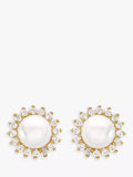 IBB 9ct gold freshwater pearl and cubic zirconia stud earrings, UK version