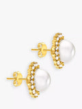 IBB 9ct gold freshwater pearl and cubic zirconia stud earrings, UK version