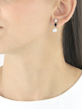 IBB 9ct gold drop earrings with pearl and sapphire - British product