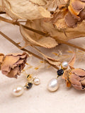 IBB 9ct gold drop earrings with pearl and sapphire - British product