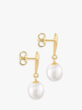 IBB 9ct yellow gold freshwater pearl shell drop earrings, imported from the UK