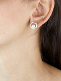 IBB 9ct gold pearl cubic zirconia stud earrings, imported from the UK