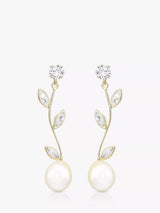 John Lewis IBB 9ct Gold Cubic Zirconia and Freshwater Pearl Drop Earrings- Buy online at McGrocer