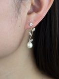IBB 9ct gold cubic zirconia freshwater pearl drop earrings (British brand)