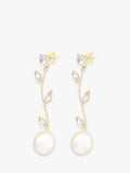 IBB 9ct gold cubic zirconia freshwater pearl drop earrings (British brand)