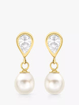 John Lewis IBB 9ct Gold Teardrop Freshwater Pearl Earrings- Buy online at McGrocer