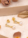 IBB teardrop freshwater pearl earrings 9ct gold, imported from the UK