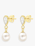 IBB teardrop freshwater pearl earrings 9ct gold, imported from the UK
