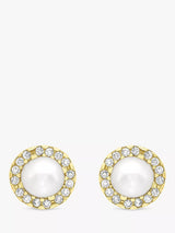 John Lewis IBB 9ct Gold Pearl Disc Stud Earrings- Buy online at McGrocer