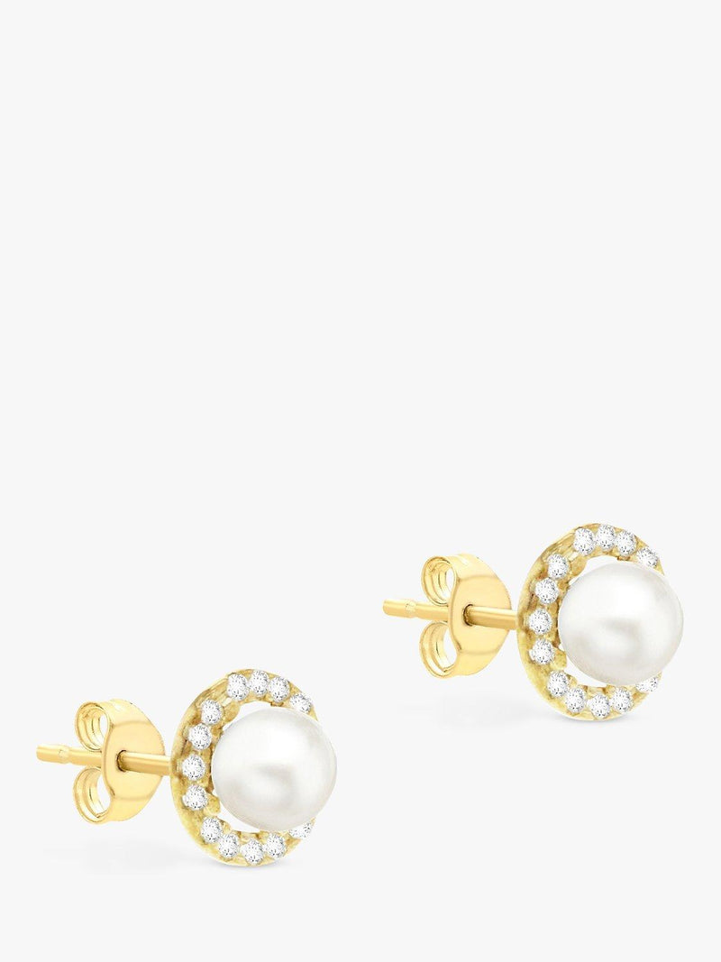 IBB 9ct gold pearl disc stud earrings, imported from the UK