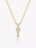IBB 9ct gold pearl and cubic zirconia pendant necklace, UK version