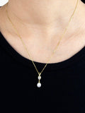 IBB 9ct gold pearl and cubic zirconia pendant necklace, UK version