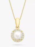 IBB gold pearl cubic zirconia pendant necklace, imported from the UK