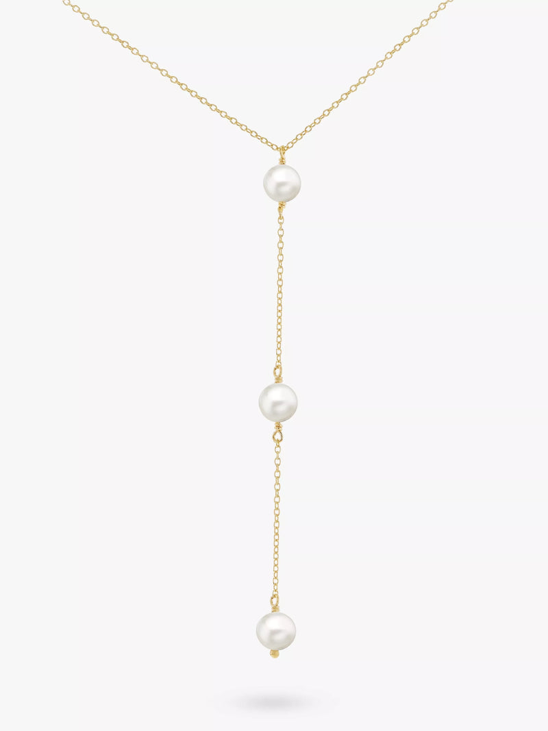 IBB 9ct gold freshwater pearl lariat necklace, UK version