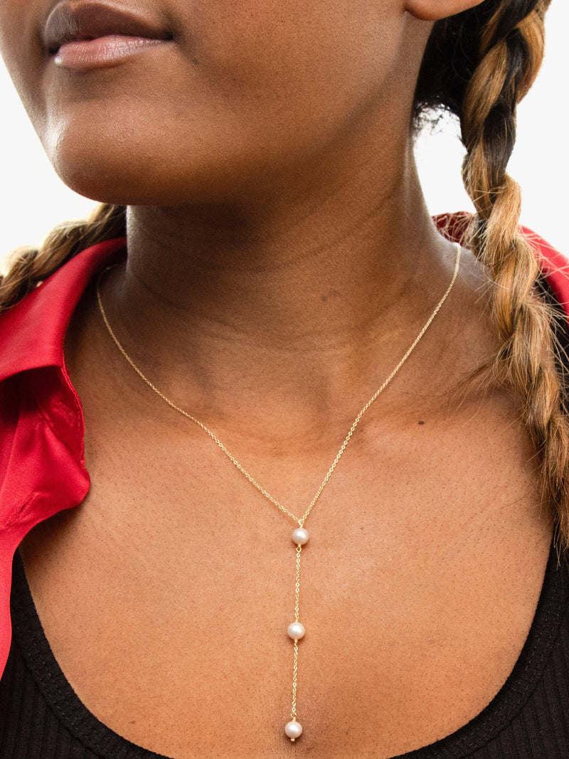 IBB 9ct gold freshwater pearl lariat necklace, UK version