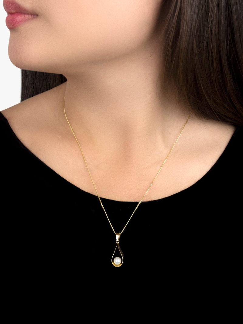 IBB 9ct gold freshwater pearl pendant necklace 46cm - British product