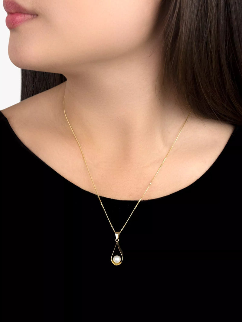 IBB 9ct gold freshwater pearl pendant necklace 46cm - British product