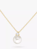 IBB 9ct gold freshwater pearl cubic zirconia pendant necklace 46cm, UK version