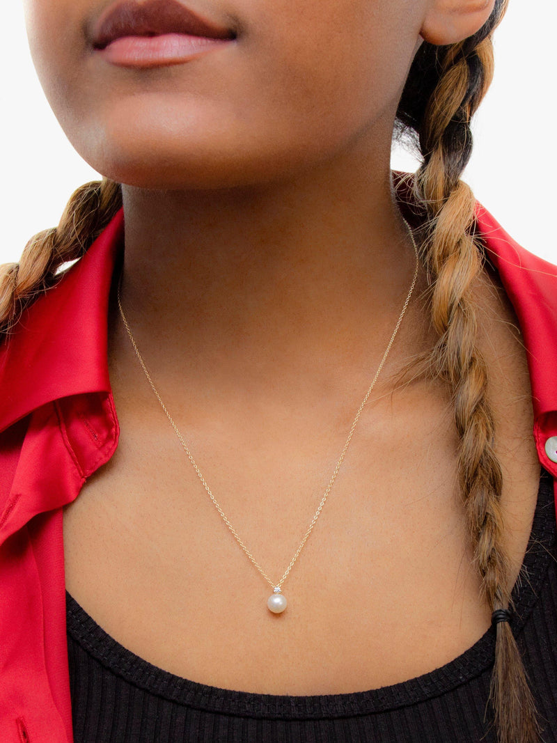 IBB 9ct gold freshwater pearl cubic zirconia pendant necklace 46cm, UK version