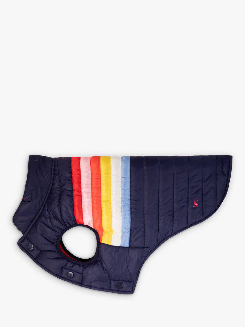 Joules dog coat rainbow stripe multi, UK version