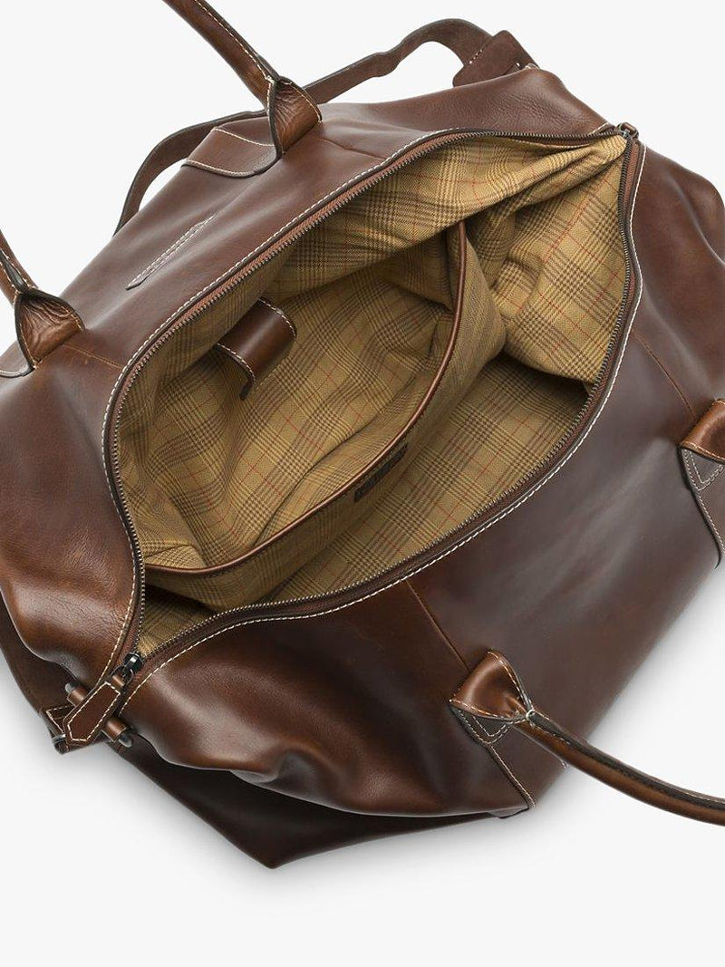 Loake Balmoral vegetable tanned leather weekend bag brown - British product