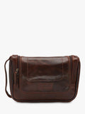Loake Severn leather hanging wash bag in brown, UK version