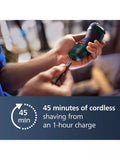 Philips wet & dry electric shaver with 27 PowerCut blades and pop-up trimmer, dark green forest, imported from the UK
