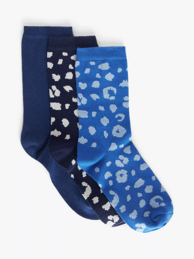John Lewis John Lewis Leopard Print Organic Cotton Mix Ankle Socks Pack of 3- Buy online at McGrocer