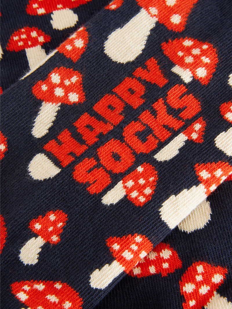 Happy Socks toadstool mushroom crew socks navy multi (British brand)