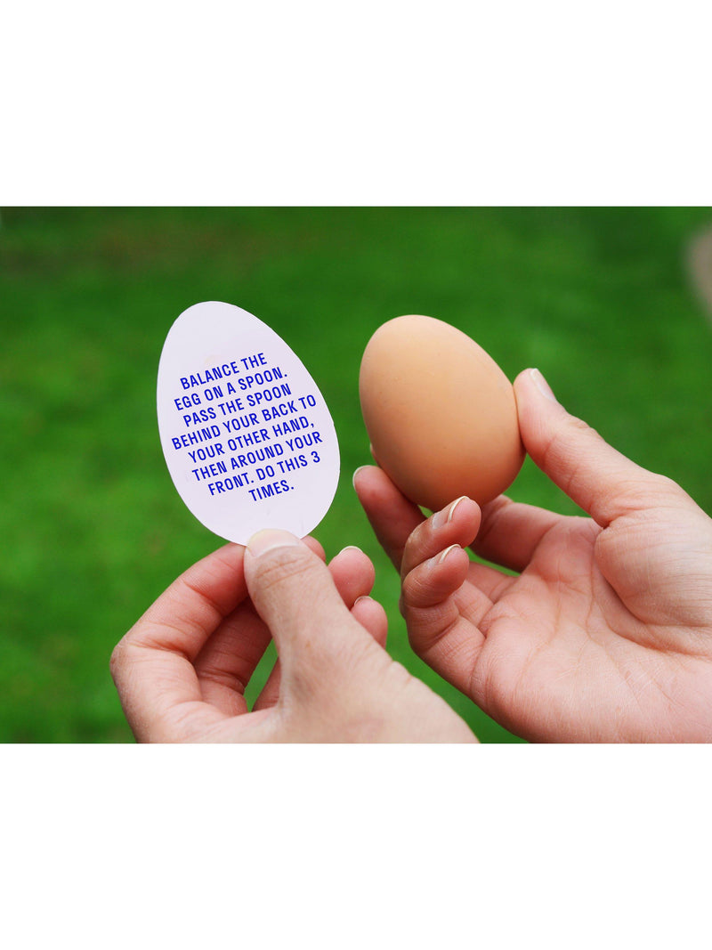 Pikkii egg game with fake egg and 100 challenges, imported from the UK