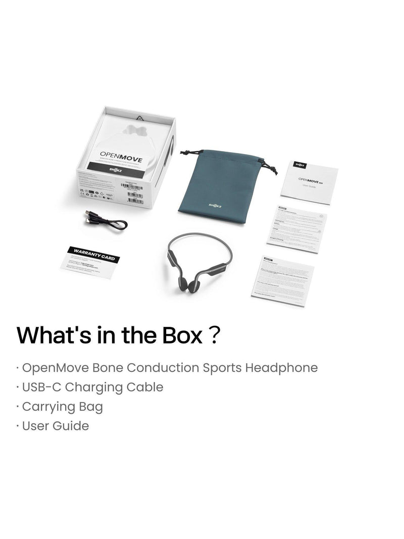Shokz OpenMove bone conduction headphones Grey - British product