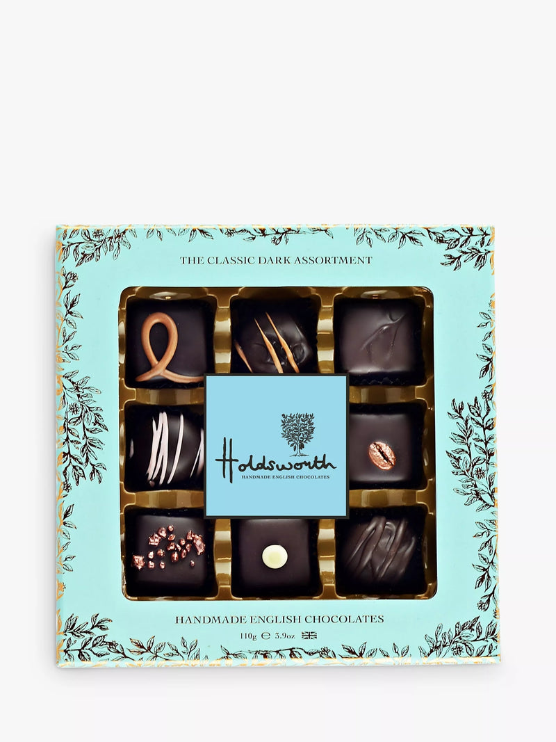 Holdsworth dark chocolate truffle assortment with creams and caramels 110g, UK version